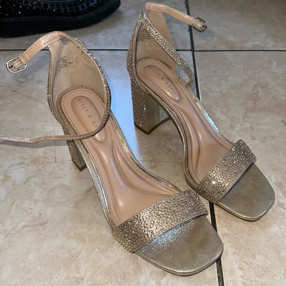 Gold sandals heels
